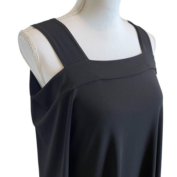 Clara Sun Woo Top Tunic Size Small Black Stretch Knit Lagenlook Artsy Travel - Picture 2 of 8